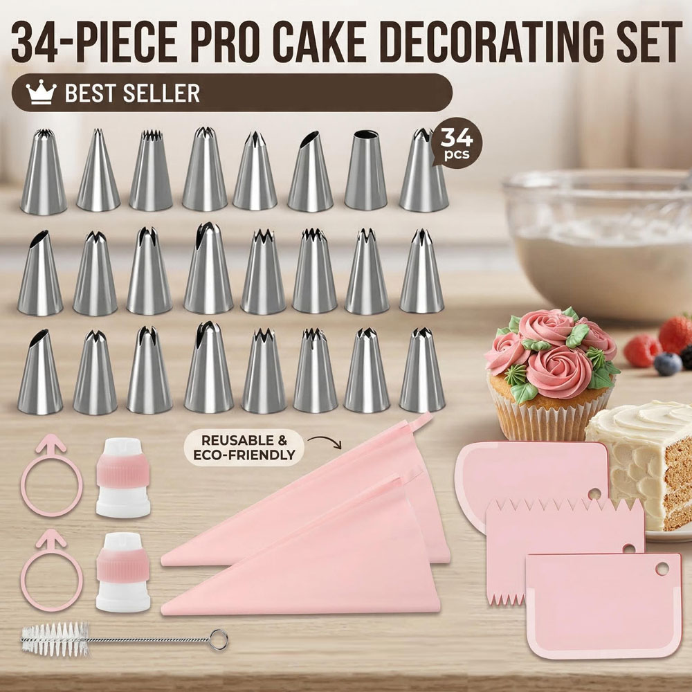 Decorating Tip Set - Set di 34 beccucci per decorazione