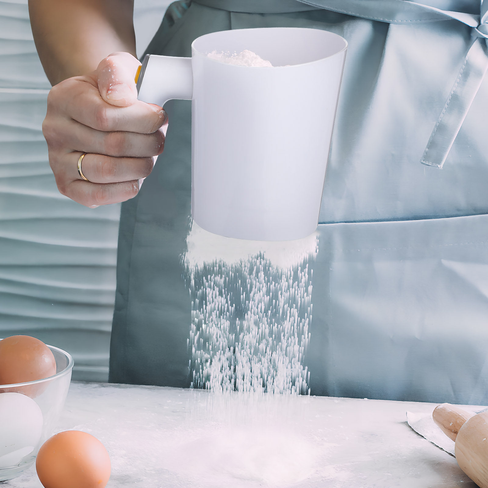 Baking Powder Kitchen - Setaccio Elettrico da Cucina Portatile, Setaccio