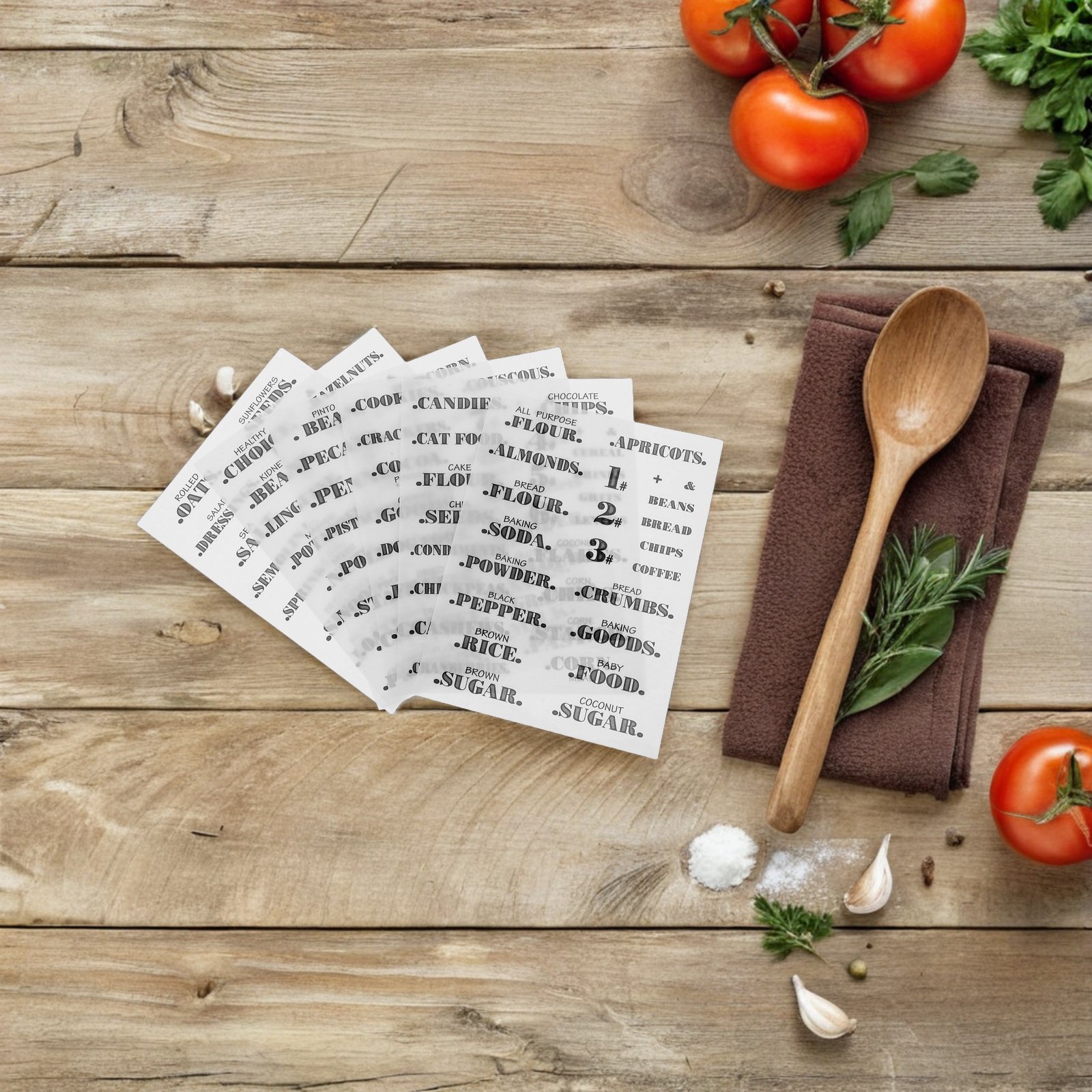 Kitchen Baking Pantry - 6 Fogli di Etichette Trasparenti Impermeabili