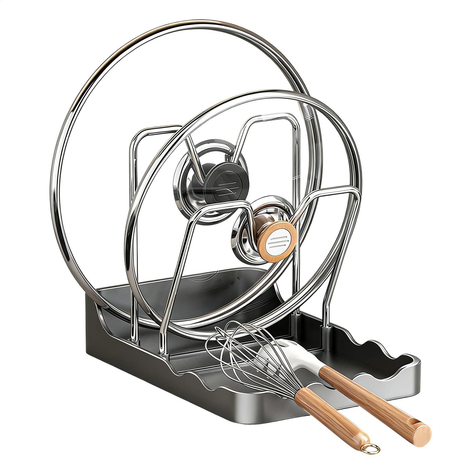 Kitchen Baking Pantry - Portacoperchi Verticale con Vassoio Raccogligocce, Supporto