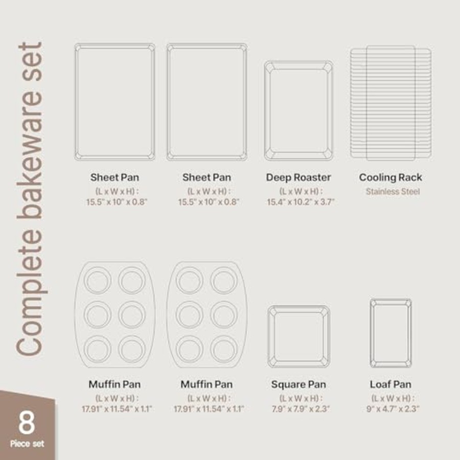 Set di 8 Pezzi per Cottura in  - Kitchen Oven Baking Pans recensione e prezzo